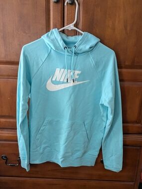Nike Women's Light Blue Logo Crewneck Hoodie